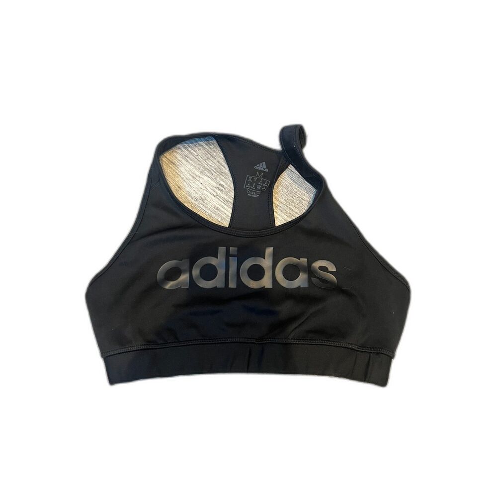 Adidas Medium Womens‎ Plain Solid Black Sports Bra